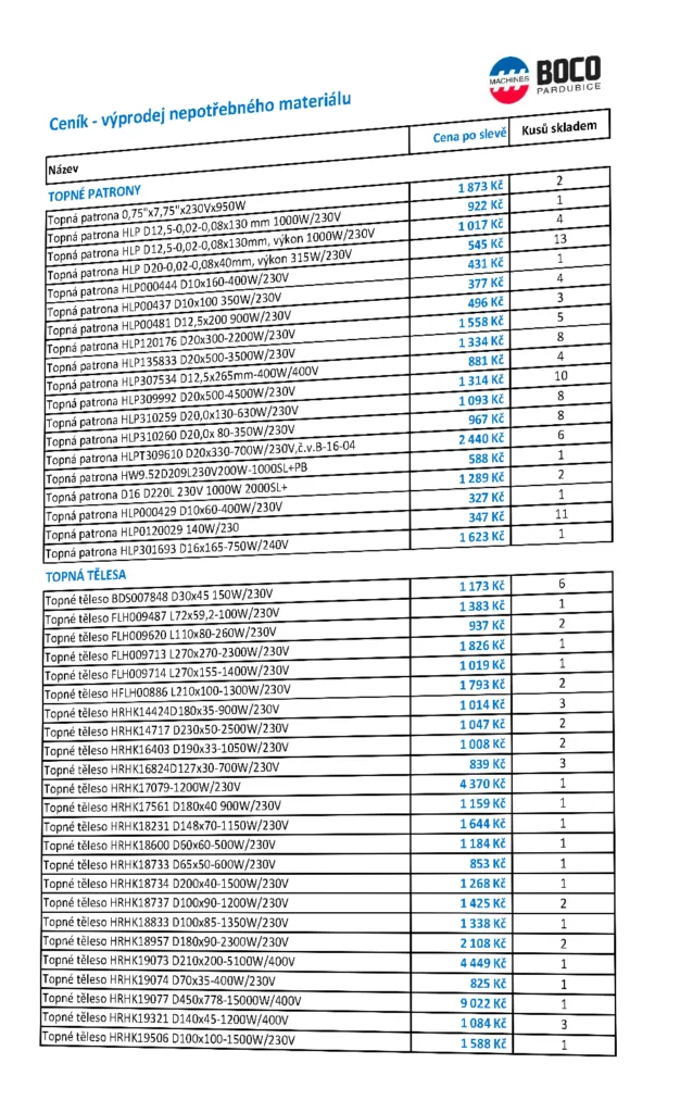 vyprodej | BOCO Pardubice
